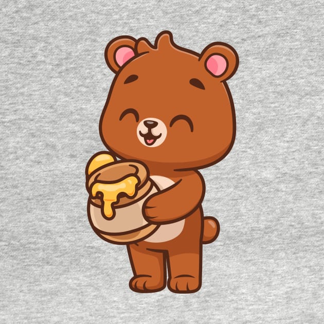 Cute Bear Holding Honey Cartoon by Catalyst Labs